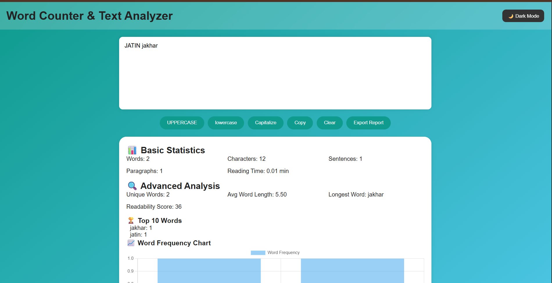 Word Counter & Text Analyzer Project